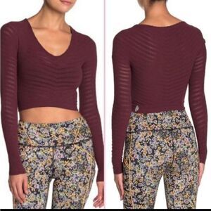 NWT Free People Long Sleeve Top "Gone Adrift" in Red Night XS